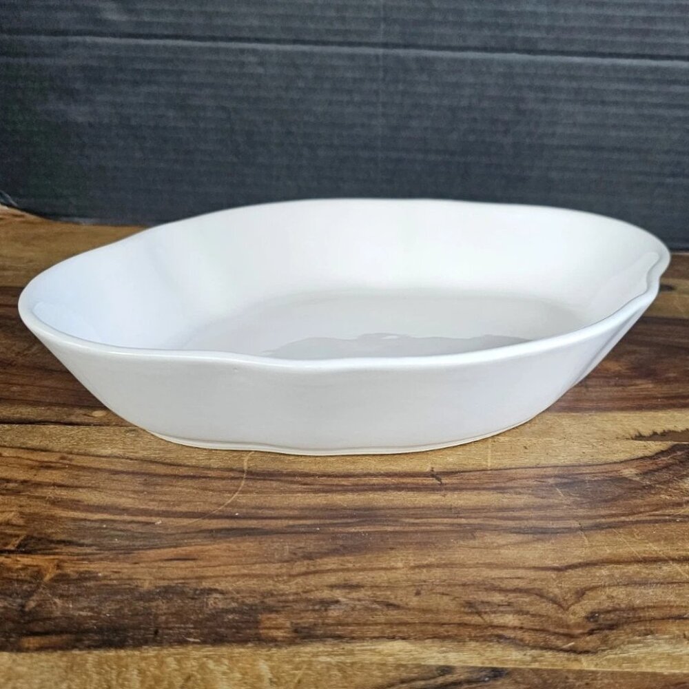 Over & Back White Unique Pasta Salad Fruit Oval Deep Serving Bowl 13" x 10" NWOB